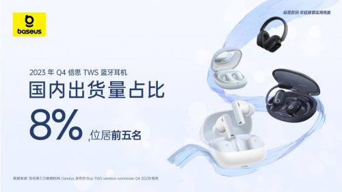 TWS市場(chǎng)觀察：Canalys 2023年Q4 數(shù)據(jù)發(fā)布，倍思以8%占比強(qiáng)勢(shì)進(jìn)駐前五