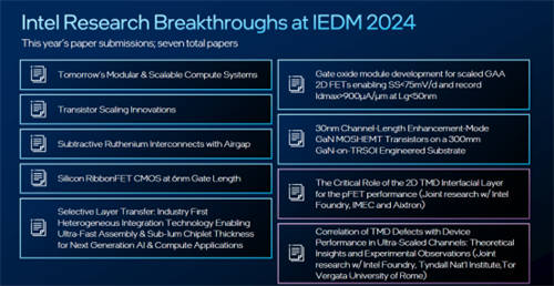 英特爾IEDM 2024技術(shù)突破：超快速芯片間封裝、業(yè)界首創(chuàng)晶體管、減成法釕互連