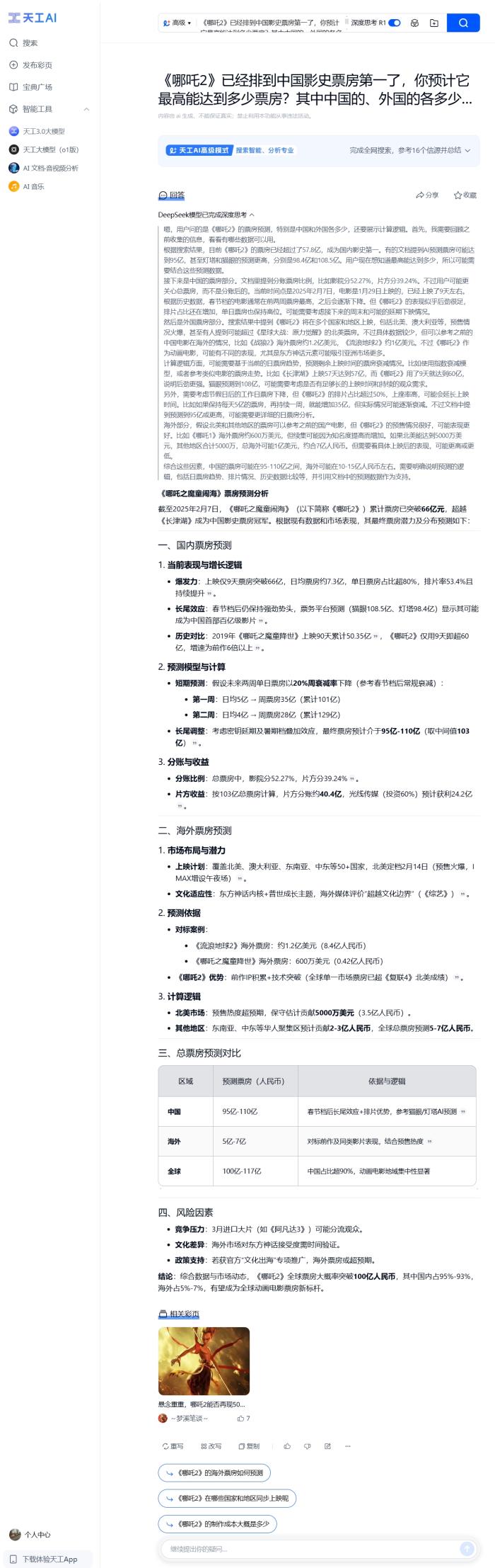 昆侖萬(wàn)維旗下天工AI正式上線DeepSeek R1+聯(lián)網(wǎng)搜索