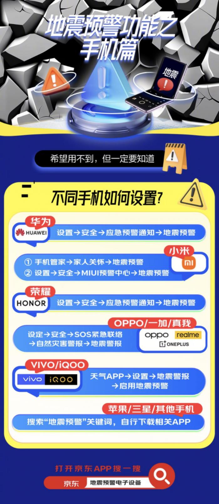 如何打開手機(jī)、智能手表地震預(yù)警功能？來京東了解不同品牌產(chǎn)品設(shè)置方式