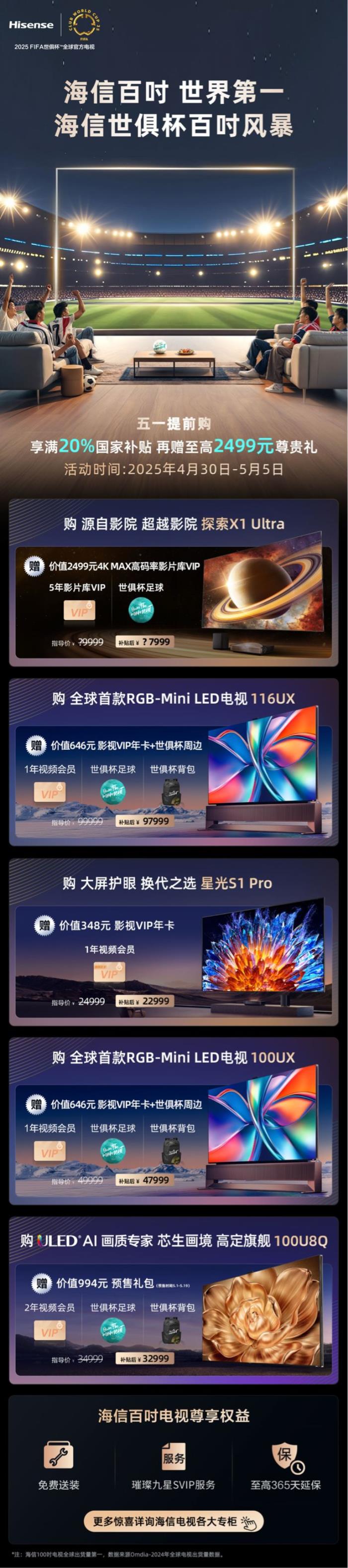 五一想要換電視？海信開(kāi)啟世俱杯百吋風(fēng)暴，早買早享受